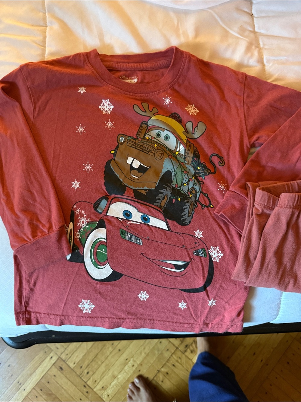 Disney Pink-Red Long Sleeve Cars Holiday Tee
